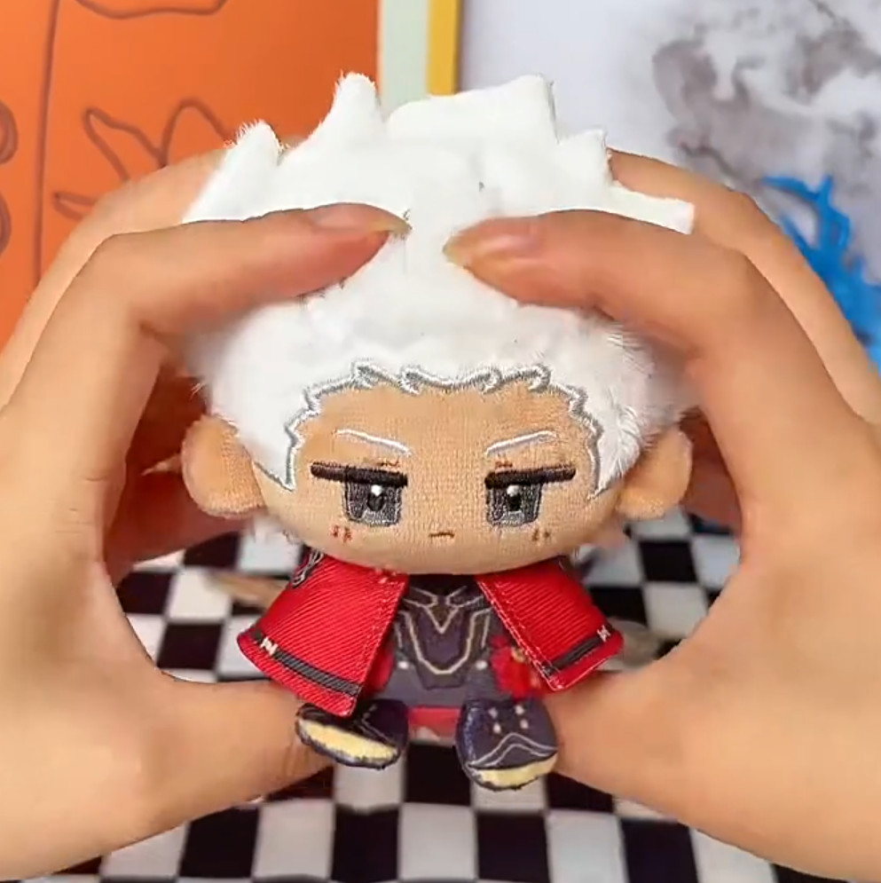 12cm Fate Grand Order Archer Plush Doll FGO Keychain Hanging Plushie Pendant
