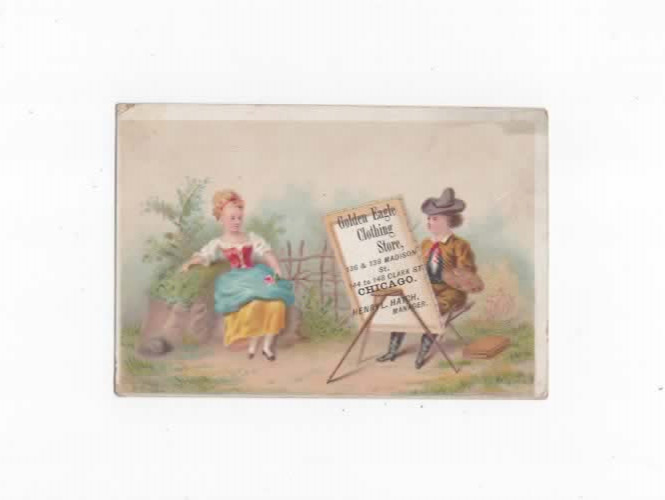 Golden Eagle Clothing Store Chicago Illinois 1880 Victorian Trade Card