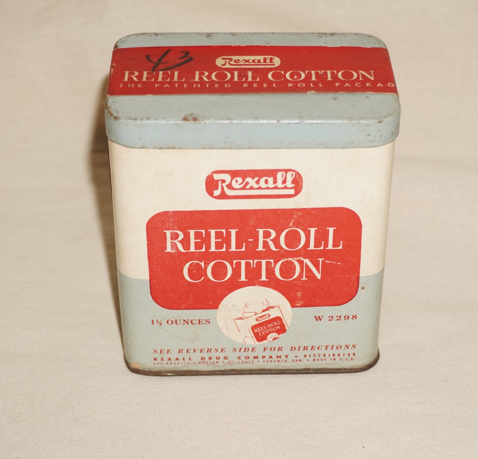 Vintage Rexall Drug Store Reel Roll Cotton Tin Unopened
