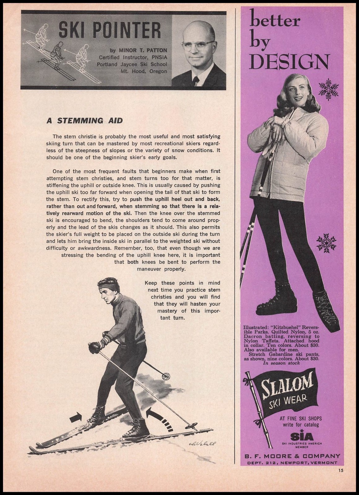 1961 Minor T. Patton Portland Jaycee Ski School Mt. Hood Oregon Article Print Ad