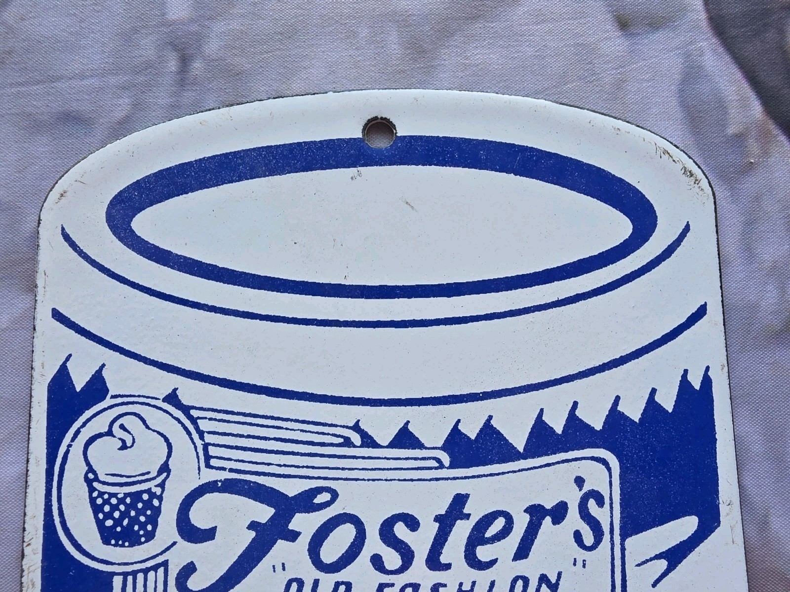 RARE 1950’S FOSTERS FREEZE ICE CREAM PORCELAIN SIGN.