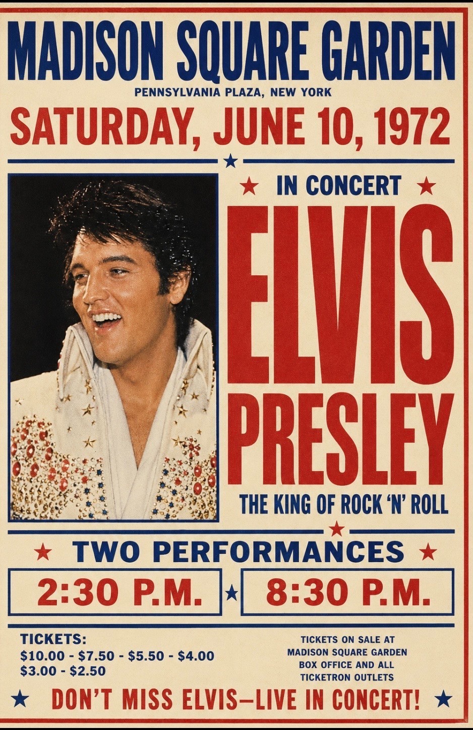 2 – Elvis Presley Posters/Ad.ver. Madison Square Garden & Civic Center