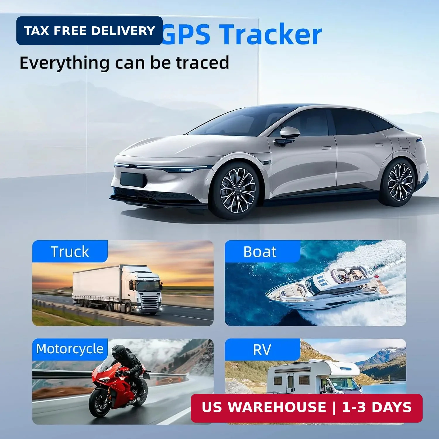 GPS Tracker for Vehicles, 6000mAh Real-Time4G LTE Non detectable Car Tracking De