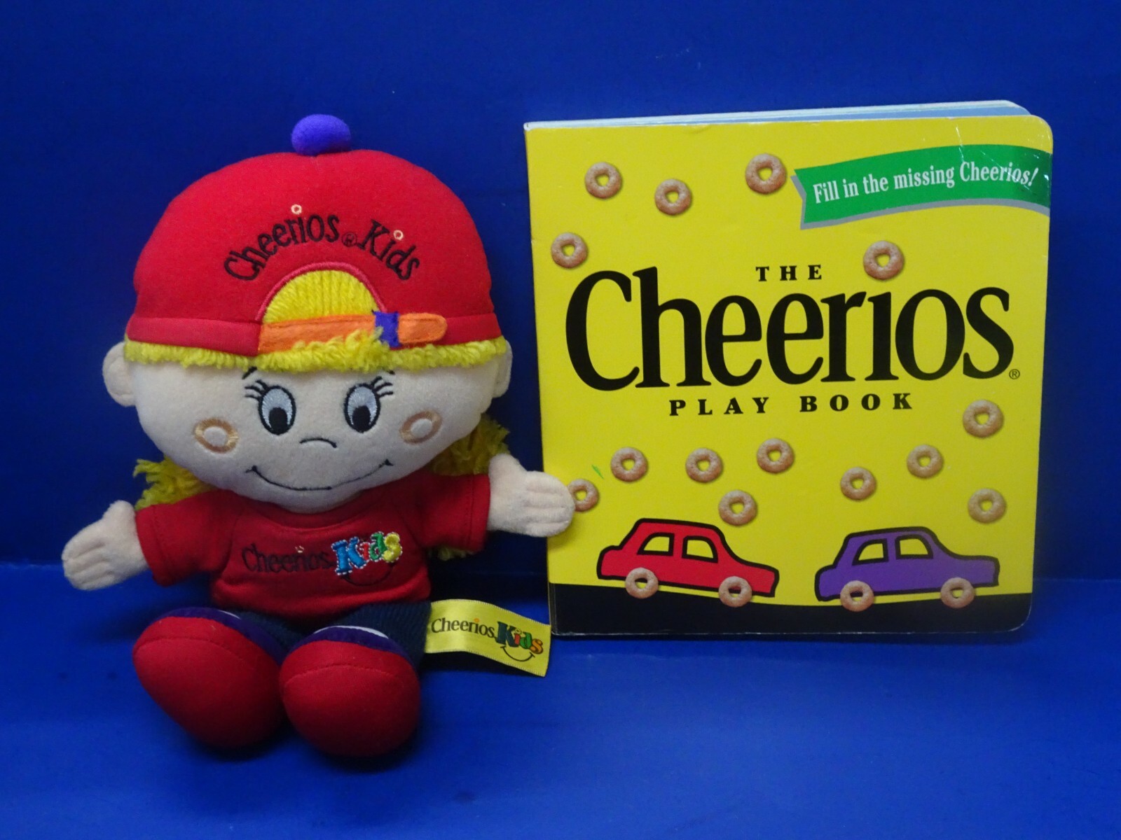 Vintage Used General Mills Cheerios Kid Soft Girl Doll 10 1/2″ + Board Book*