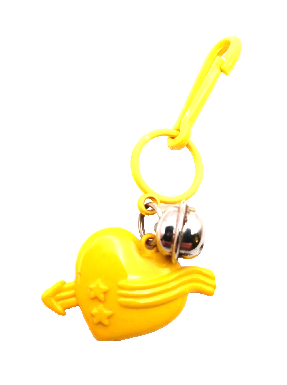 Vintage 1980s Charm Yellow Heart with Arrow and Stars for Plastic Clip Necklace
