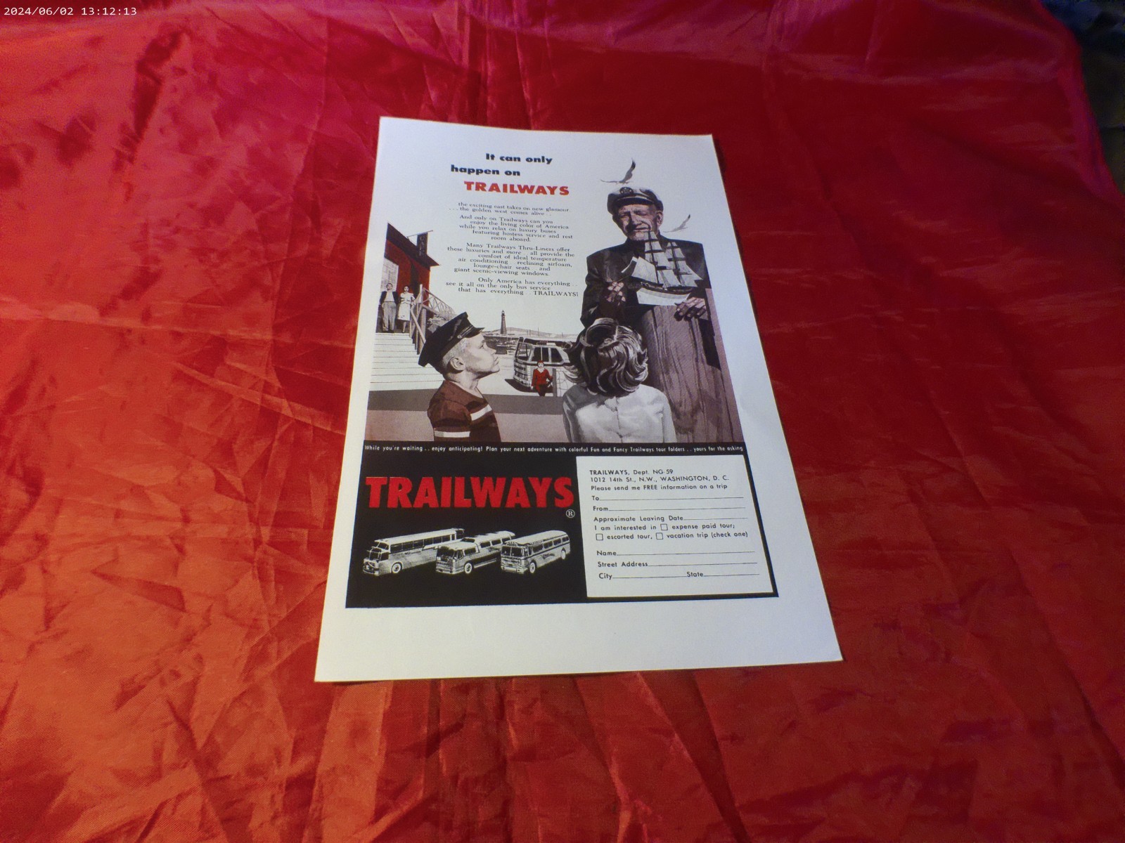 Trailways Bus Print Ad 6 1/2″ x 10″