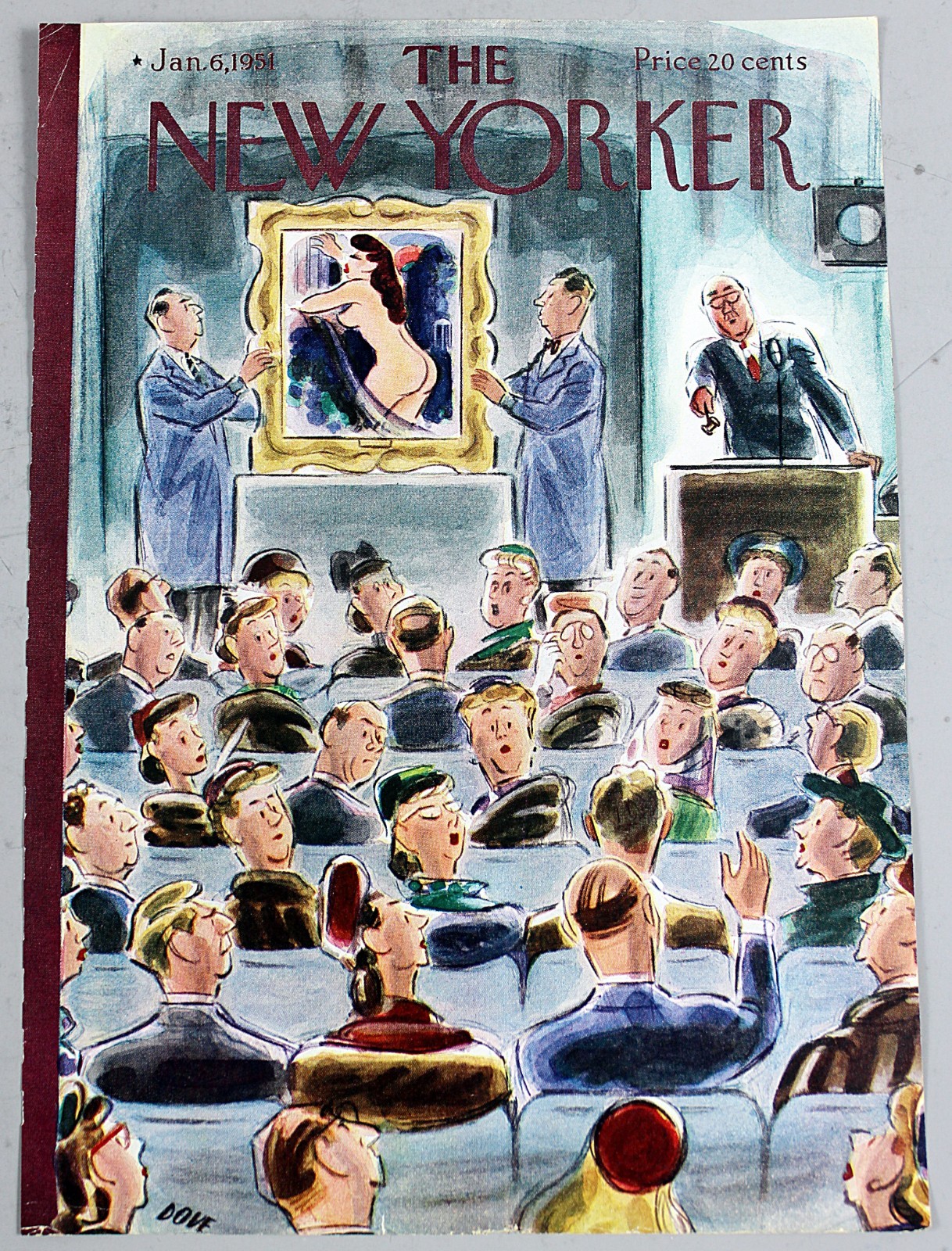 1951 New Yorker Magazine (cover only) for January 6 Artist DOVE Great Color