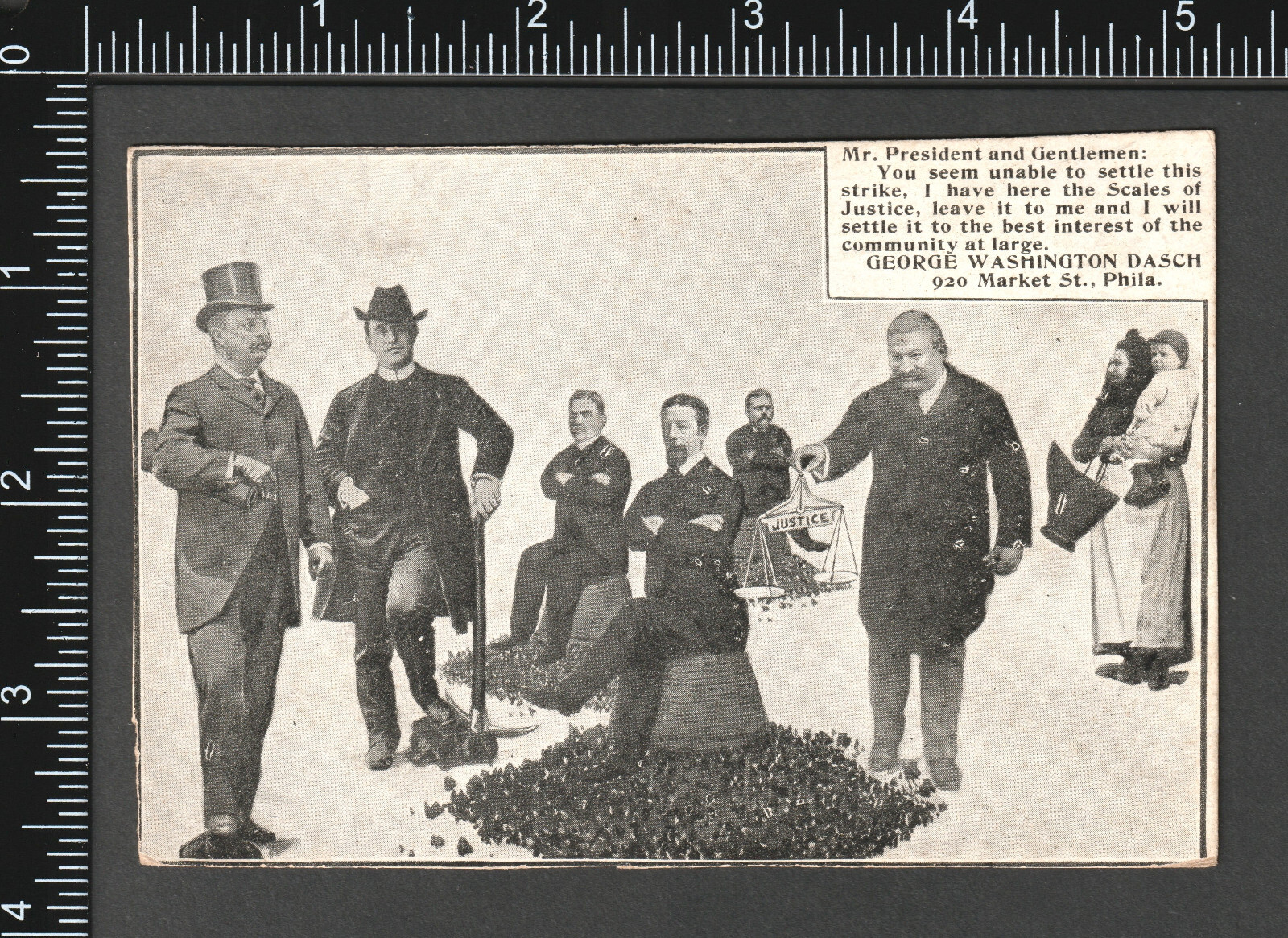 RARE = Teddy Roosevelt 1902 Coal Strike Dasch Schmidt Beer Gibson Rye Trade Card
