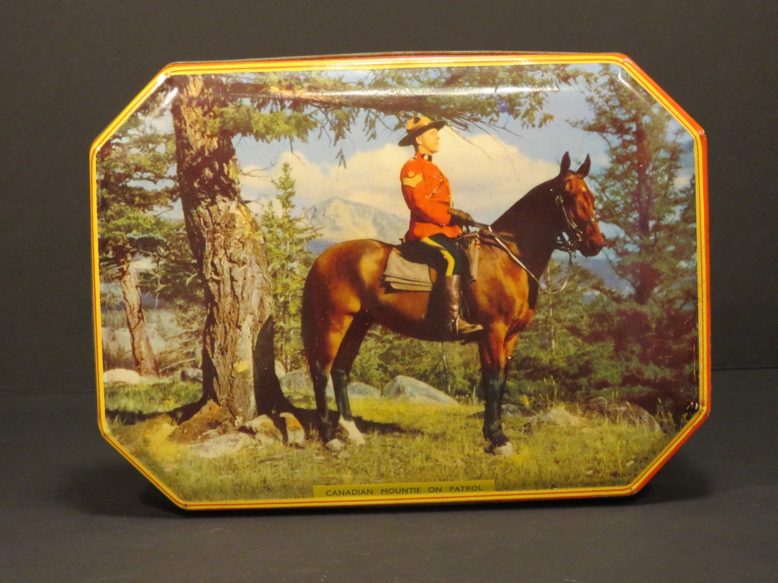 Vintage RILEYS TOFFEE Canadian Mountie on Patrol Tin Halifax England, Empty