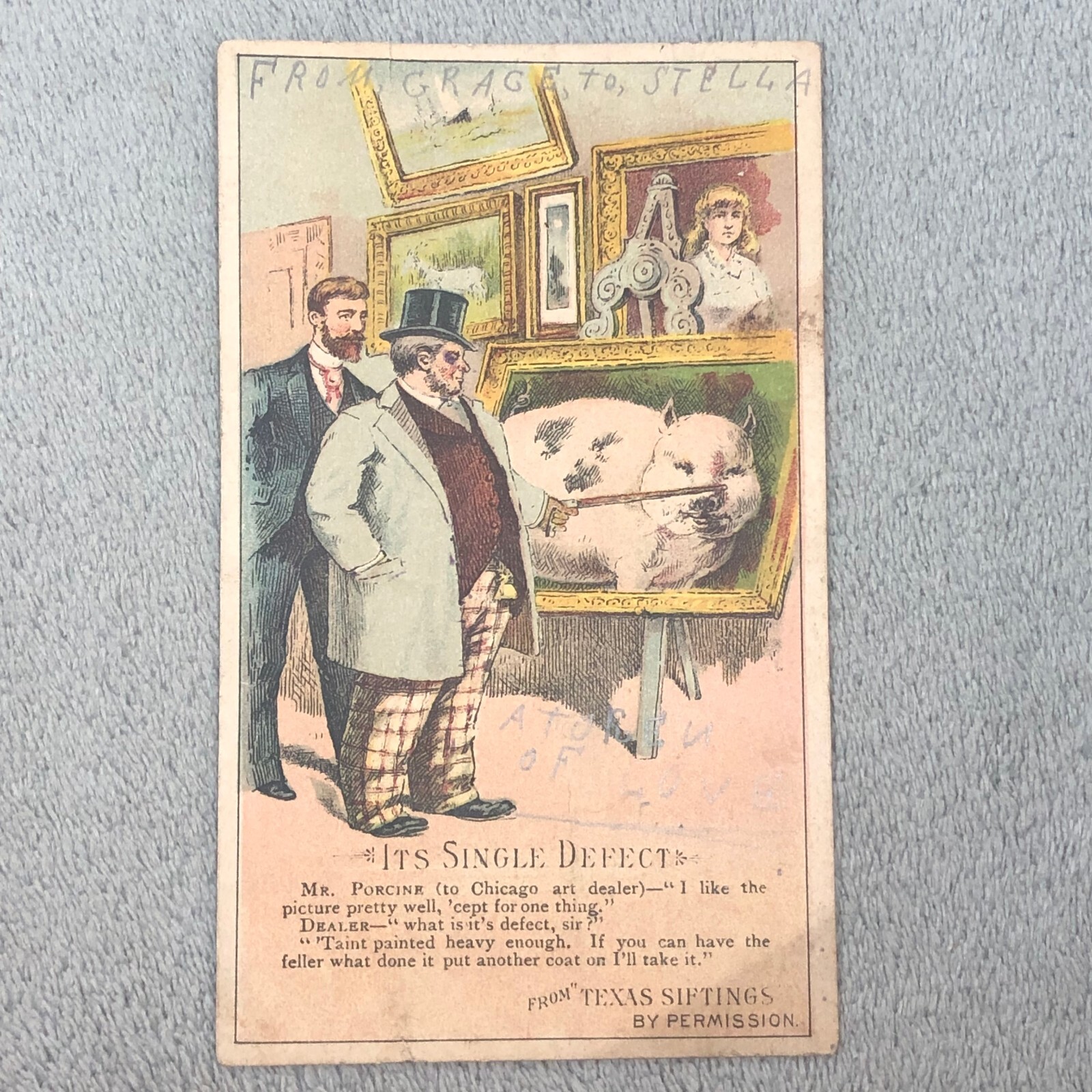 Vintage Arbuckles Ariosa Coffee Trade Card #56 – TX Siftings Humor Ad FREE SHIP