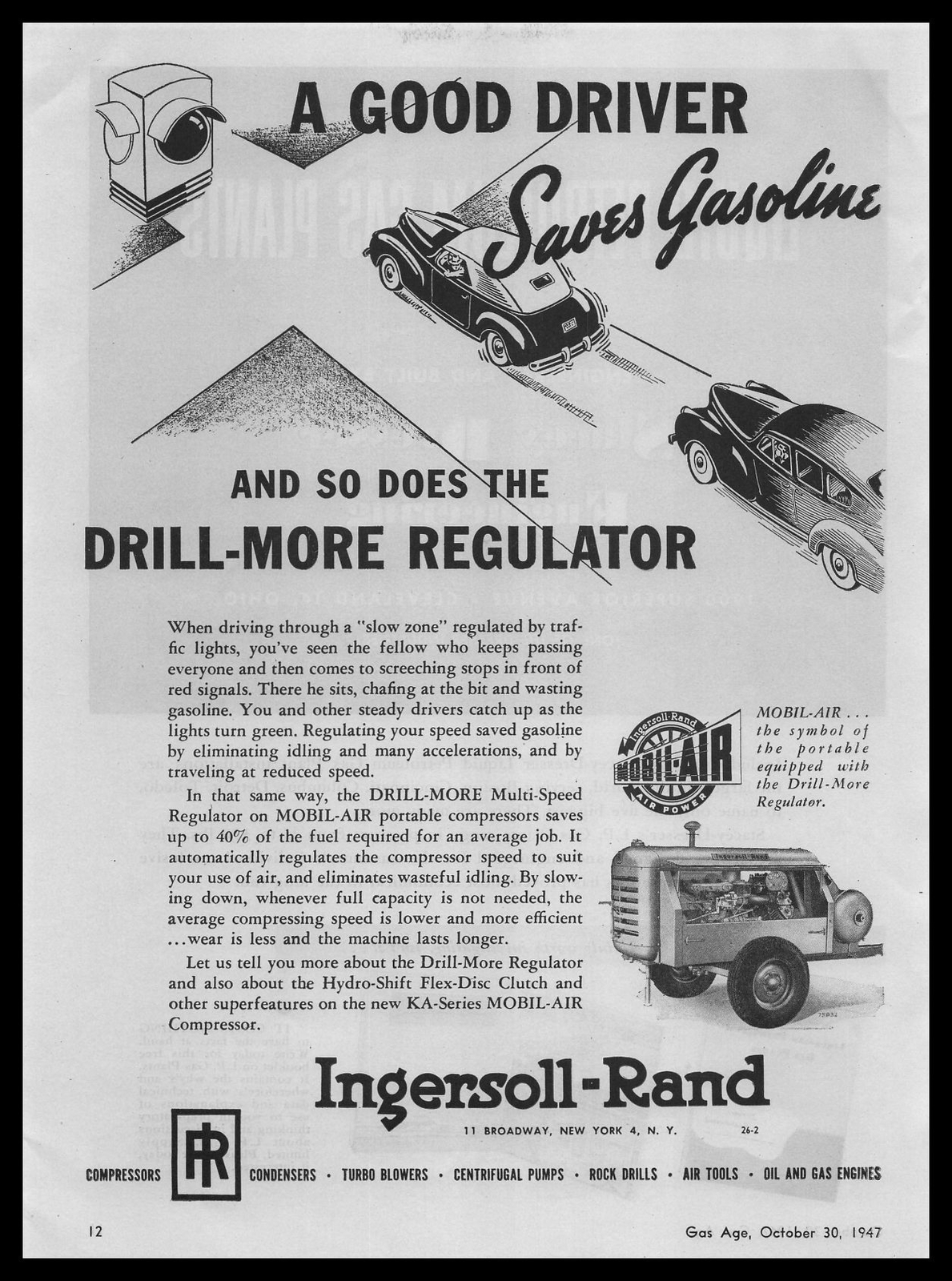 1947 Ingersoll-Rand New York “Mobil-Air” Portable Air Compressor Units Print Ad