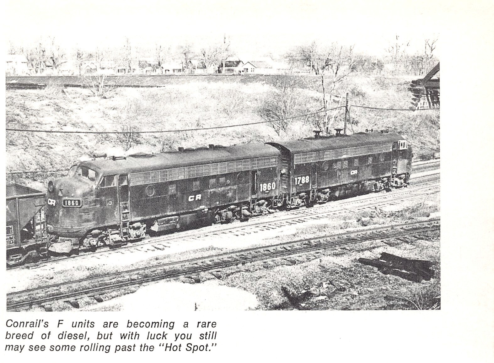 Conrail EMD F7A #1860 Airline Junction Yard Toledo OH 5.25″ x 4″ Vtg Mag Excerpt