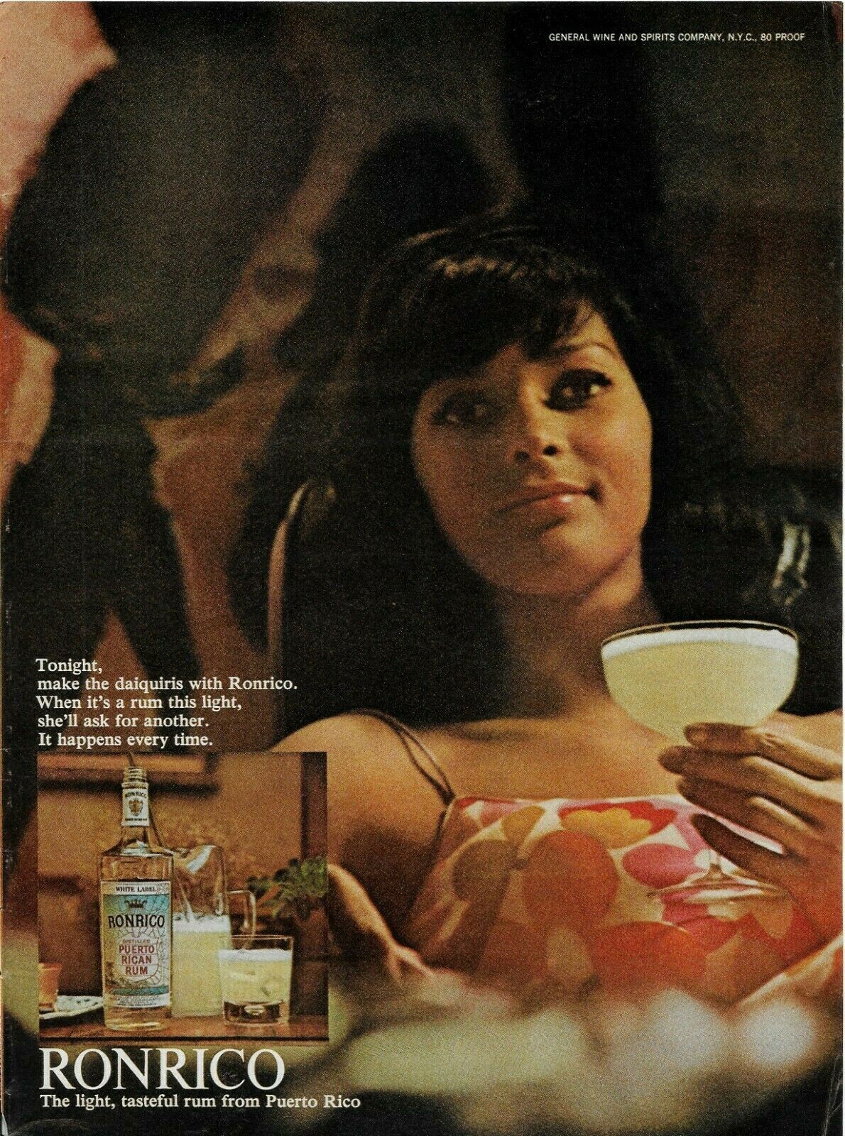 1966 Ron Rico Puerto Rican Rum Daiquiri She’ll Ask For Another Vintage Print Ad