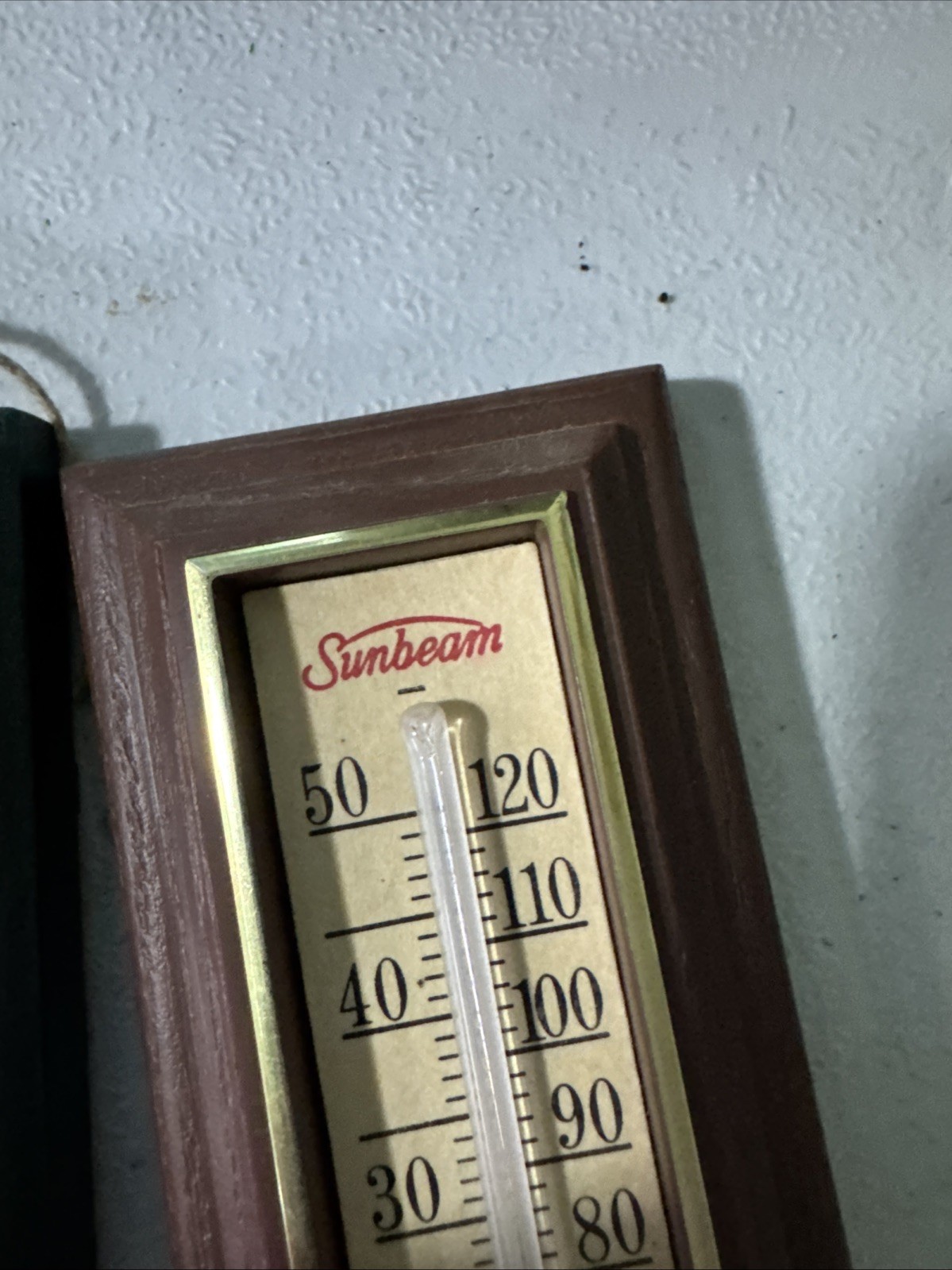 2 Vintage Sunbeam Wall Thermometers 1 Green 1 Brown Alcohol & Sunbeam Plastic