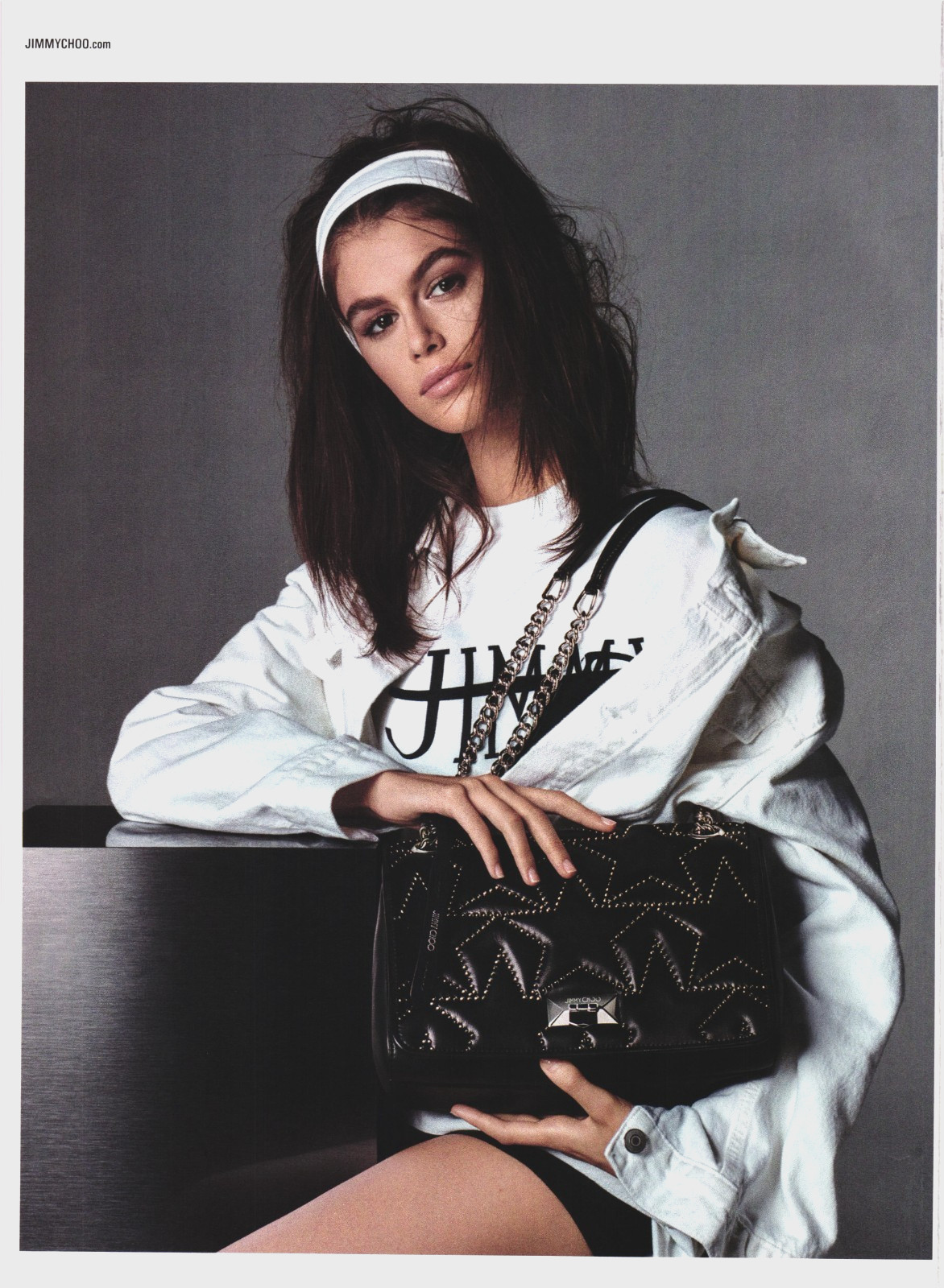 Jimmy Choo Star Quilted Shoulder Bag Logo Tee Shirt Fashion 2004 Print Ad 426