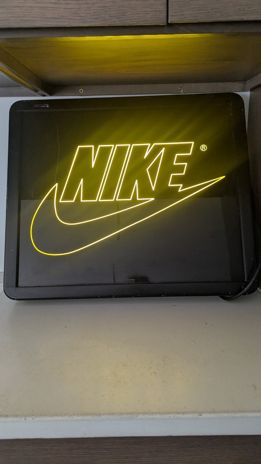 NIKE AIR STORE WINDOW SIGN ADVERTISEMENT VINTAGE RARE SWOOSH MAN CAVE Light Up