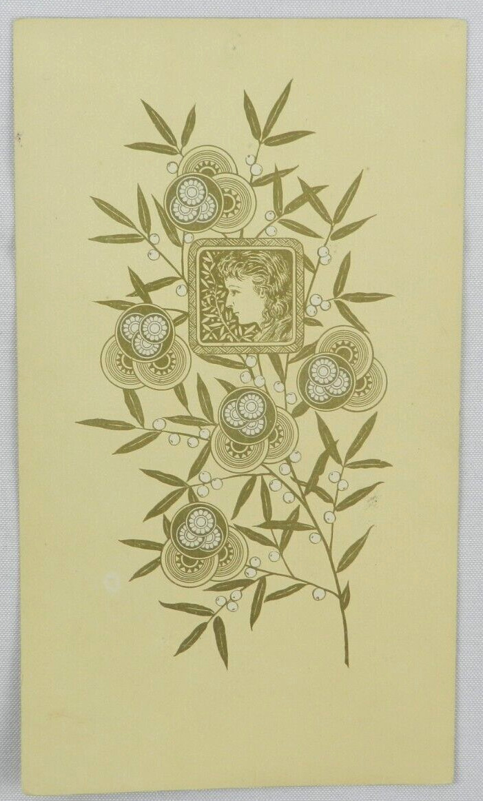 White Flower and White & Brown Butterfly, 1881 Prang & Co Boston – Trade Card