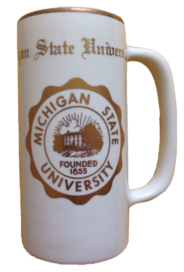 1950s – 1970s MICHIGAN STATE UNIVERSITY MUG, CERAMIC SHOT GLASS, VINTAGE