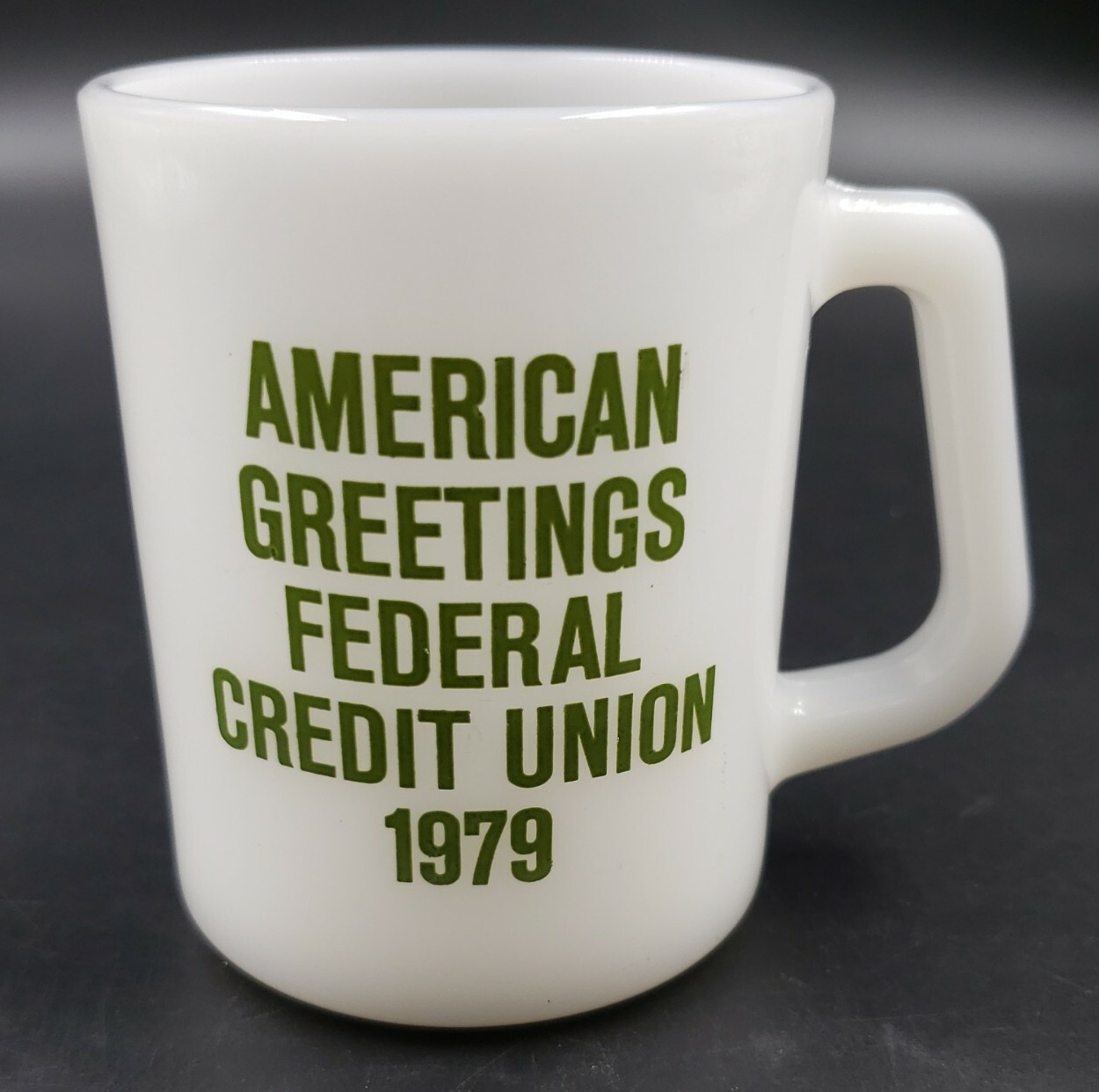 Federal Milk Glass Mug Cup Vintage 1970s American Greetings Federal Credit Union