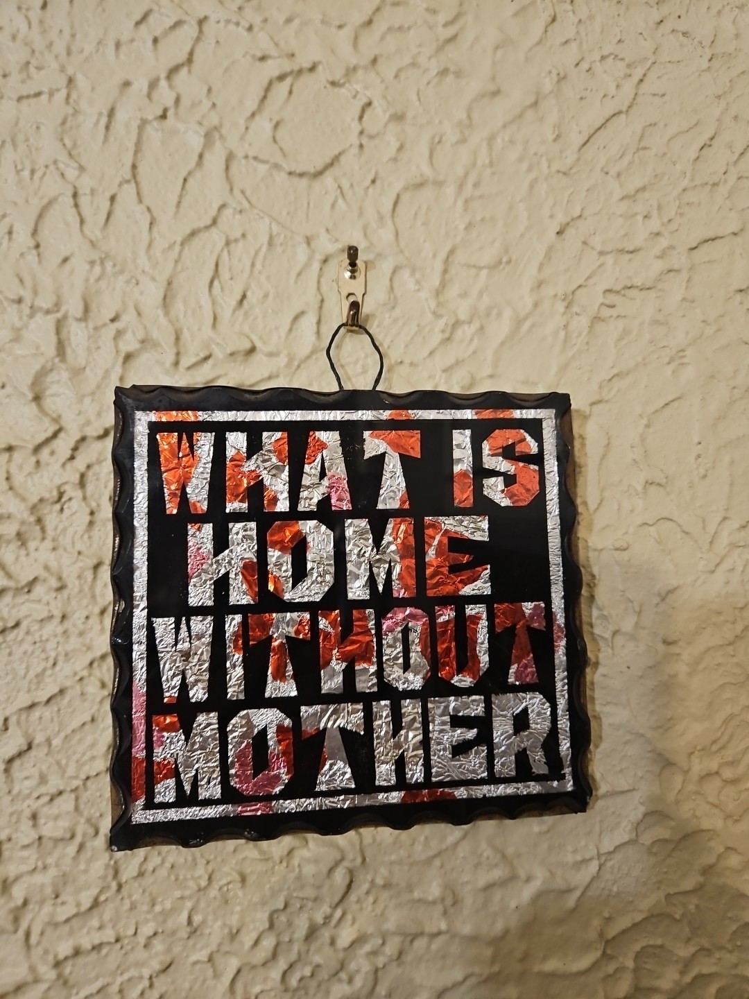 Art Deco Scalloped Reverse Glass What Is Home Without Mother