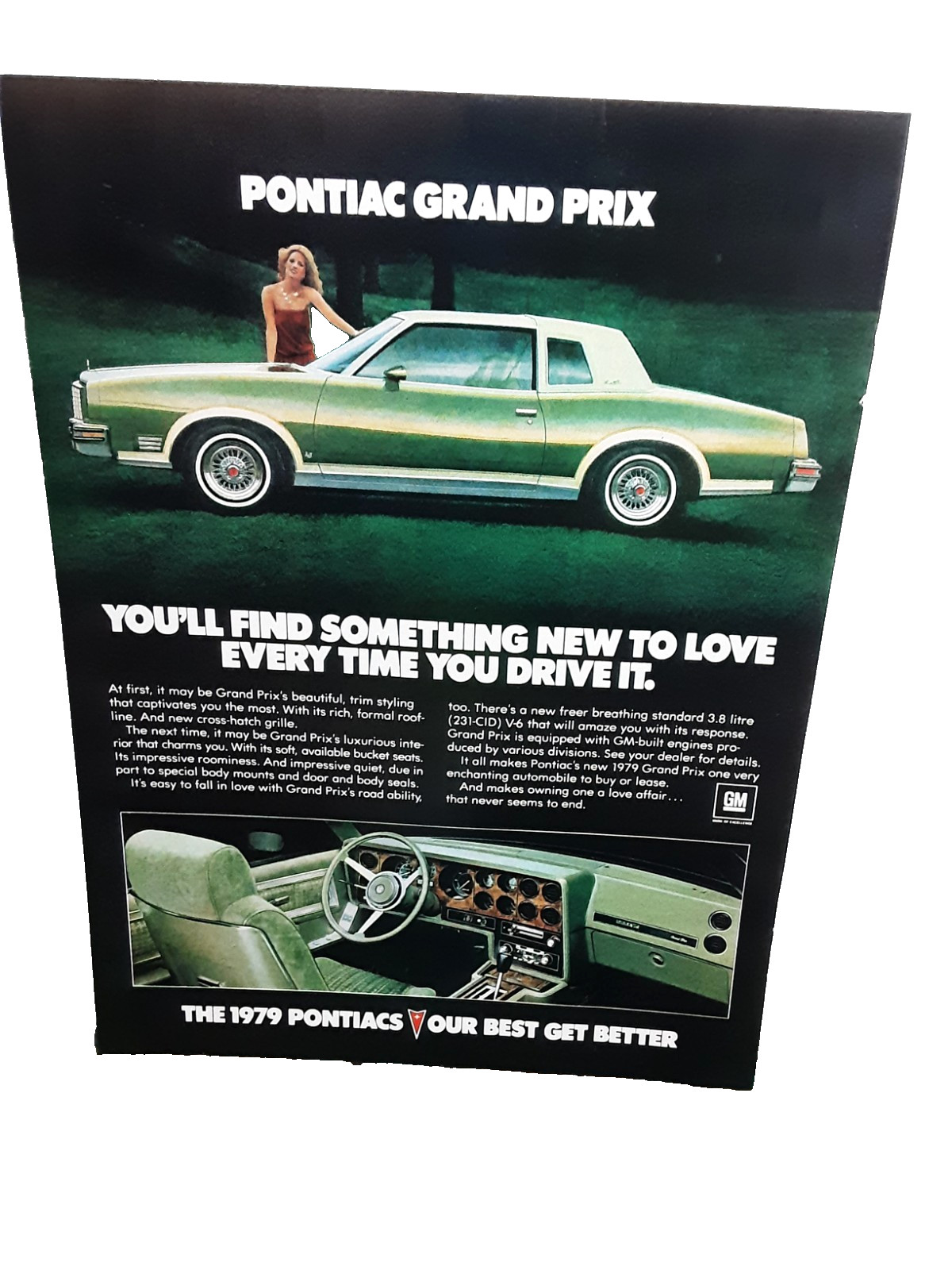1979 Pontiac Grand Prix Car Green Color Vintage Print Ad