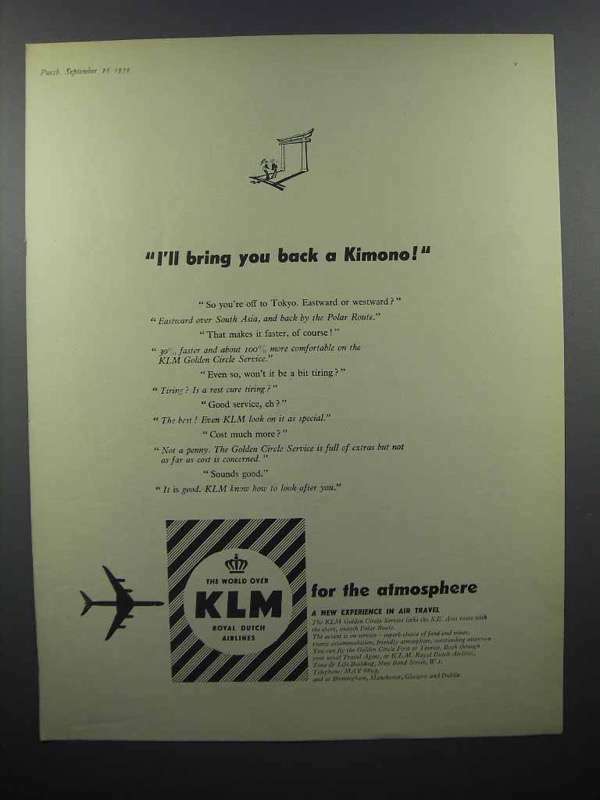 1959 KLM Airlines Ad – I’ll Bring You Back a Kimono