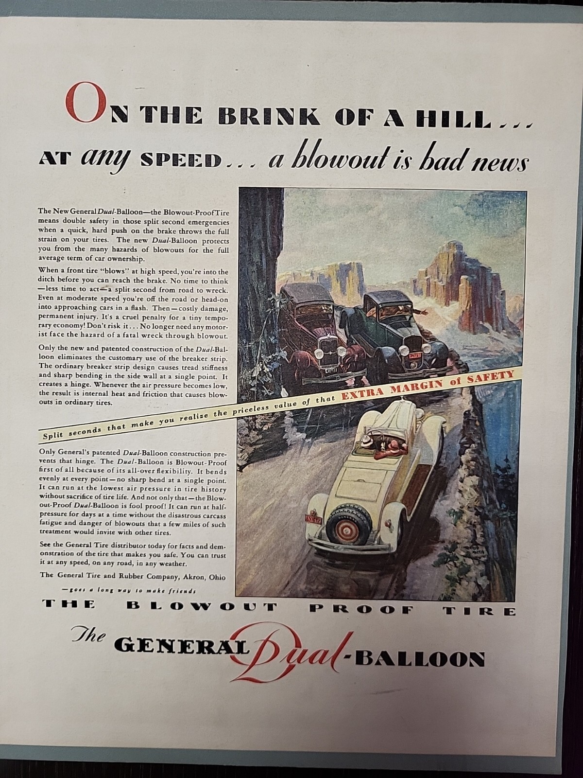 1930 Fortune Magazine General Dual Balloon Blowout Cliff Drama Print Advertising