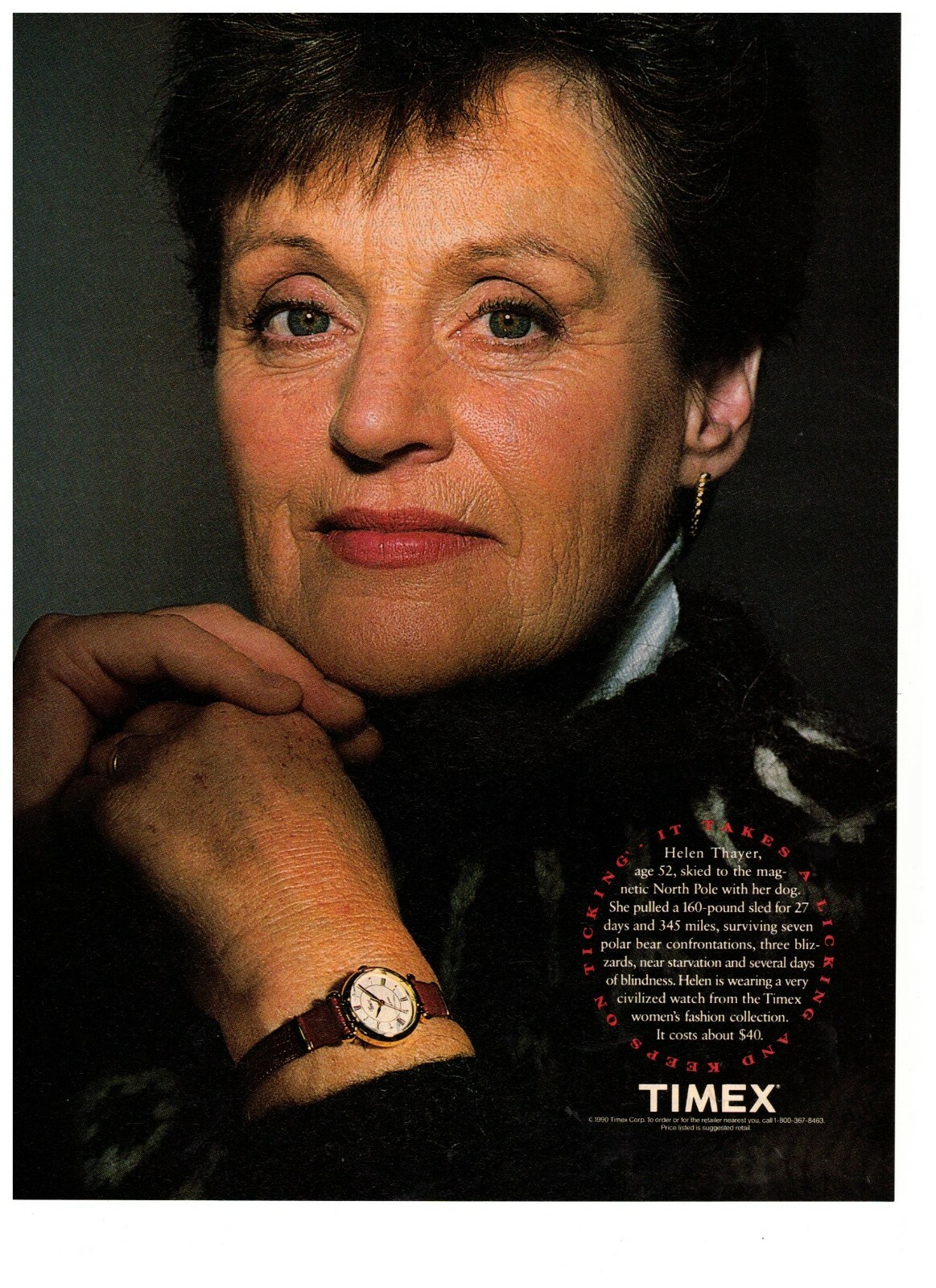 Vintage 1988 Print Advertisement Timex Wristwatch Helen Thayer