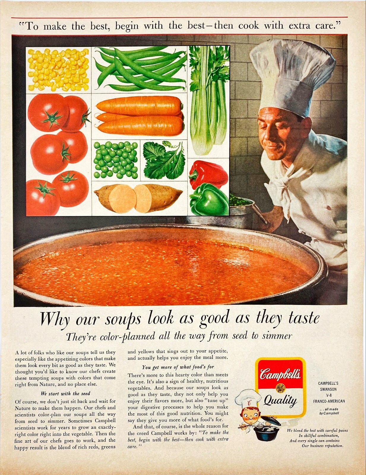 Campbell’s Color Planned Swanson V-8 Franco American Vtg Magazine Print Ad