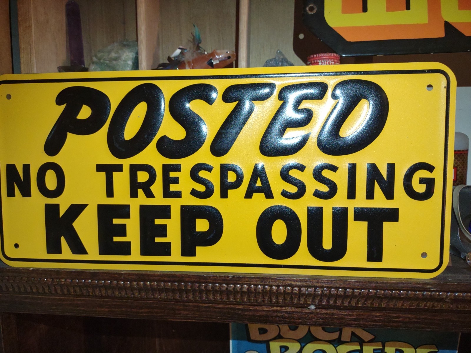 Vintage POSTED NO TRESPASSING KEEP OUT Heavily Embossed Metal Sign