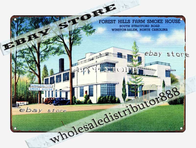 1940 Forest Hills Farm Smoke House Rural Scene Tin Sign shop kitchen rustic