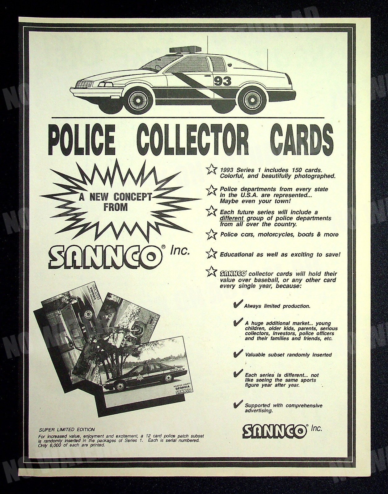 Police Collector Cards CCG Sannco 1993 Trade Print Magazine Ad Poster ADVERT