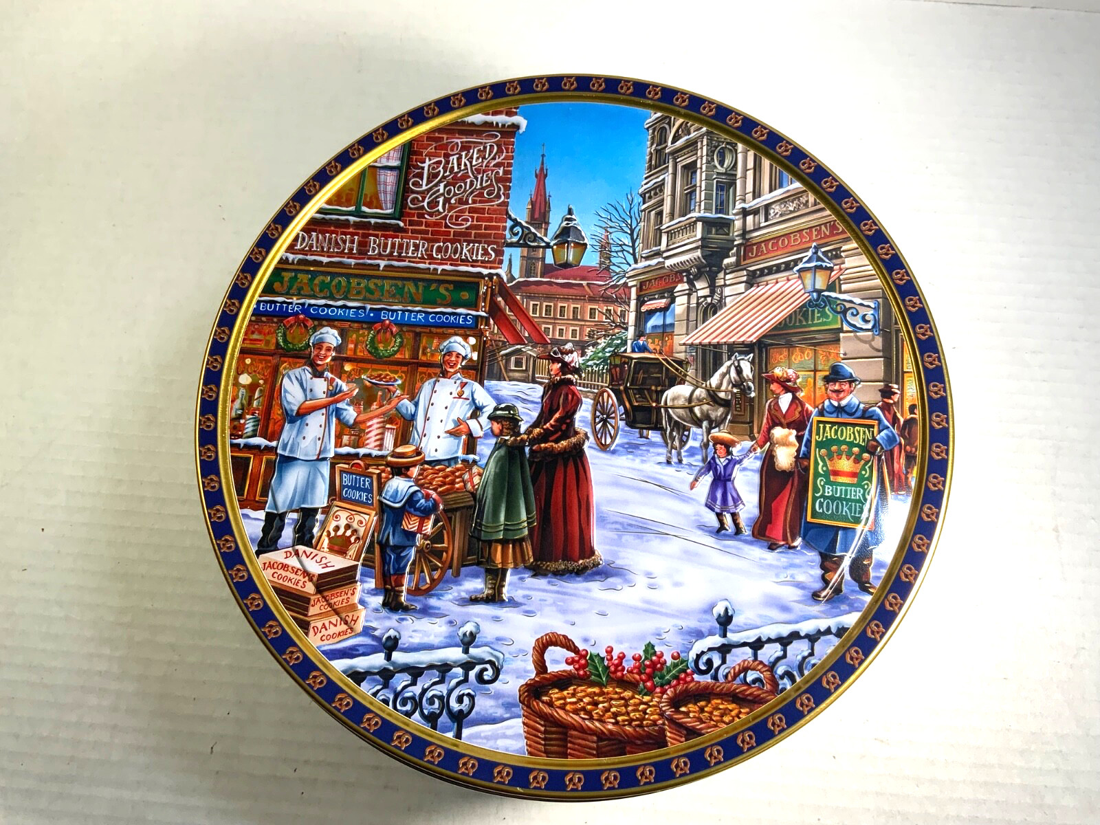 Jacobsens Danish Butter Cookie Collectible Tin EMPTY Sam’s Club 2024 Christmas
