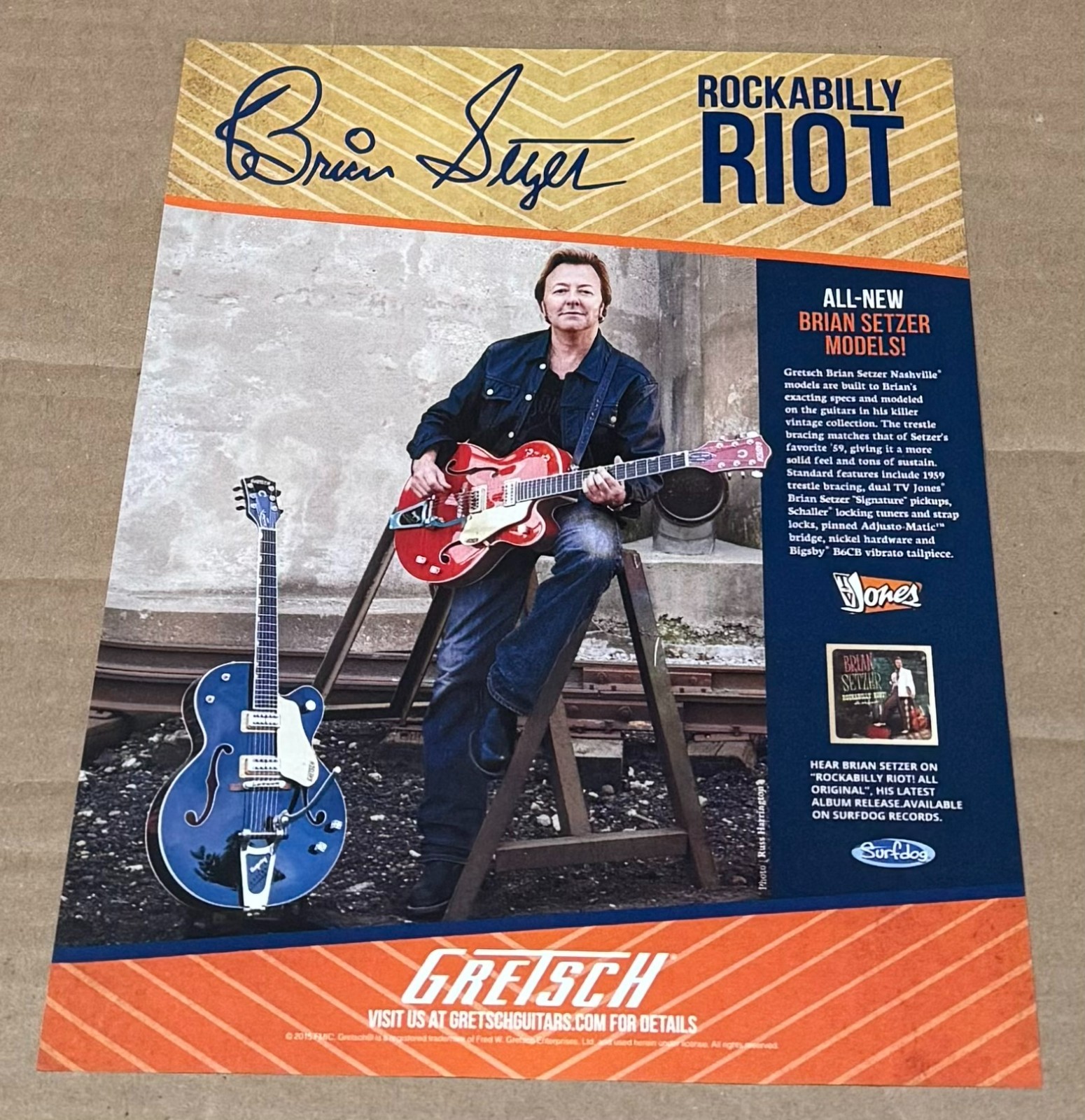 GRETSCH GUITARS – ROCKABILLY RIOT – BRIAN SETZER – 2015 Print Advertisement #2