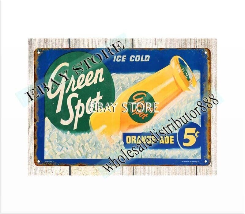 GREEN SPOT ORANGE-ADE metal tin sign reproduction kitchen office signs