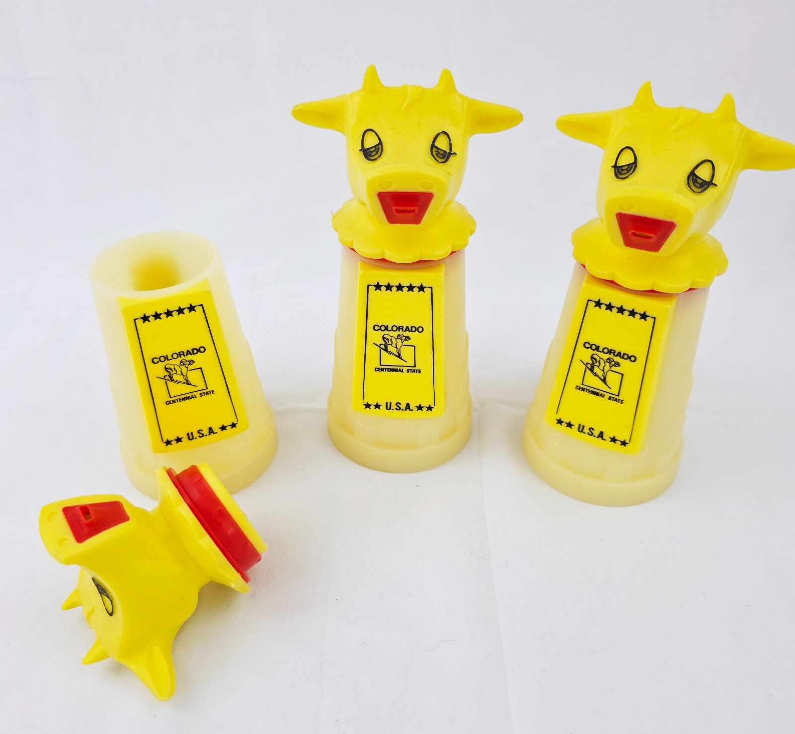 VINTAGE WHIRLEY SIPPY CUP, Moo Cow, Yellow 6″, GREAT CONDITION