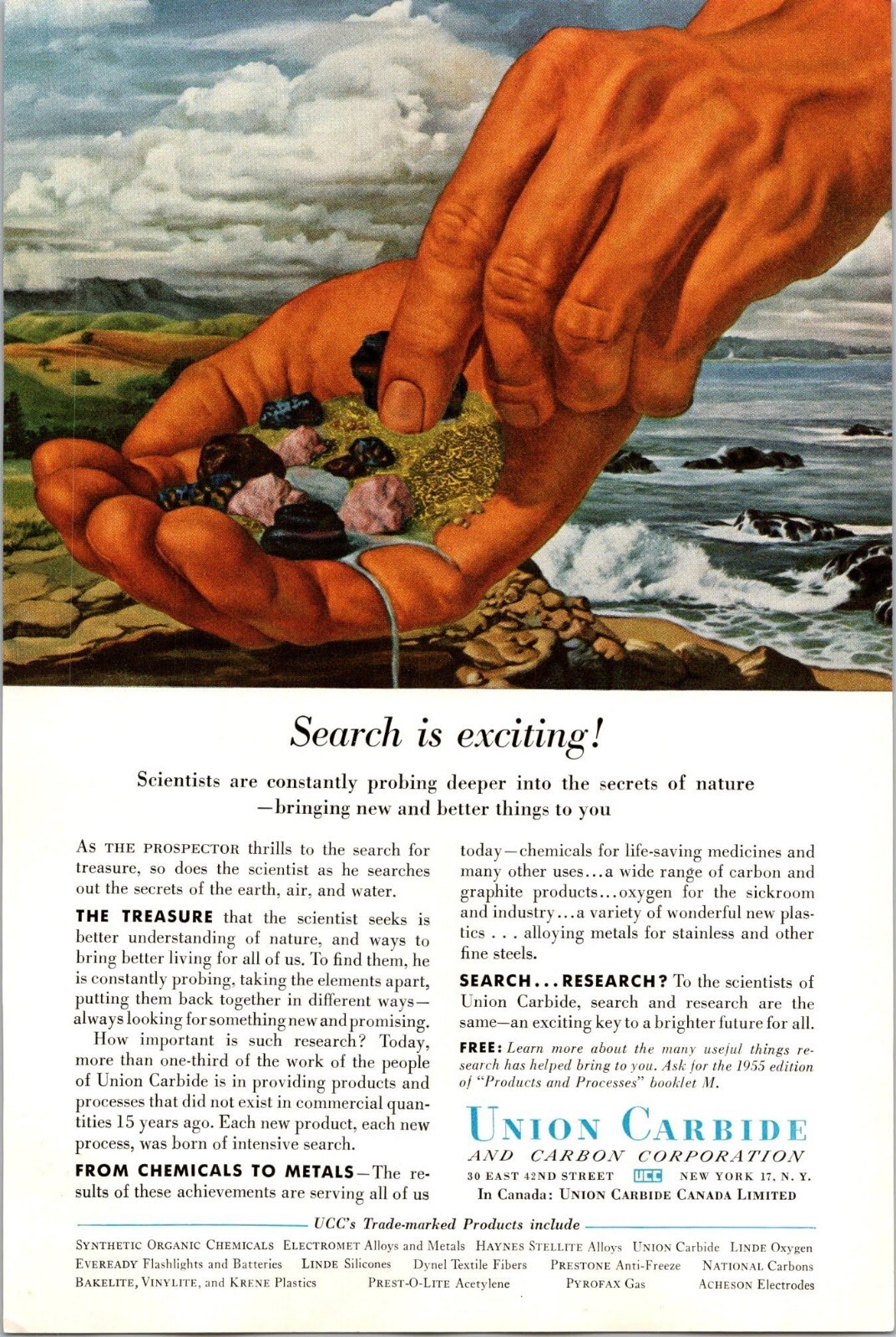 1955 Union Carbide And Carbon Company Vintage Color Print Ad Ephemera