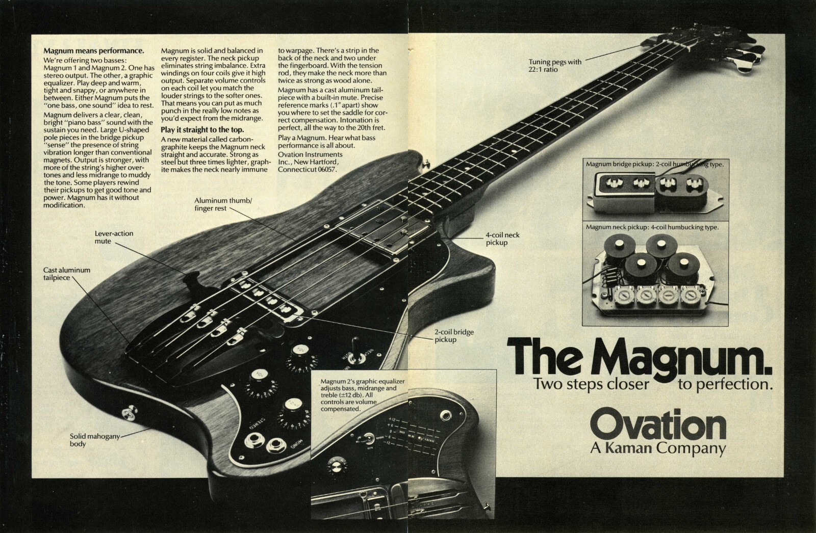 1978 Ovation Magnum Guitars Kaman Co 2 pieces PRINT AD Wall Decor! (2232)