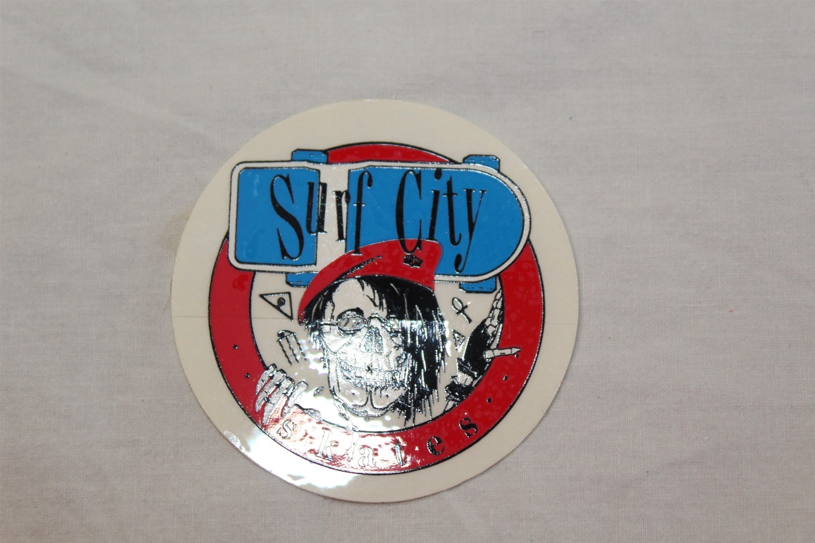 Sticker Decal Label Advertising Surf City Skates Skeleton Collectible
