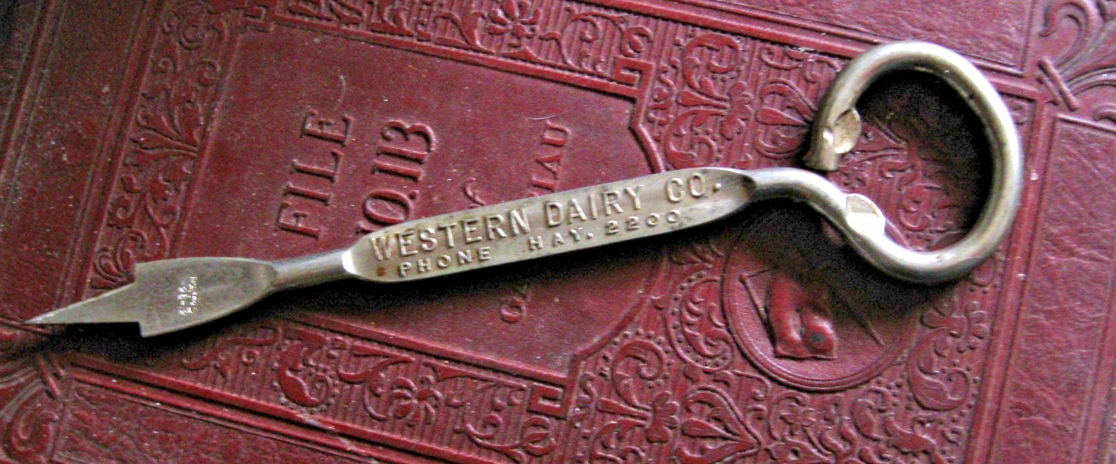 Rare Antique Bottle Opener & Ice Pick, Western Dairy Phone Kay 2200; Pat 1-25-12