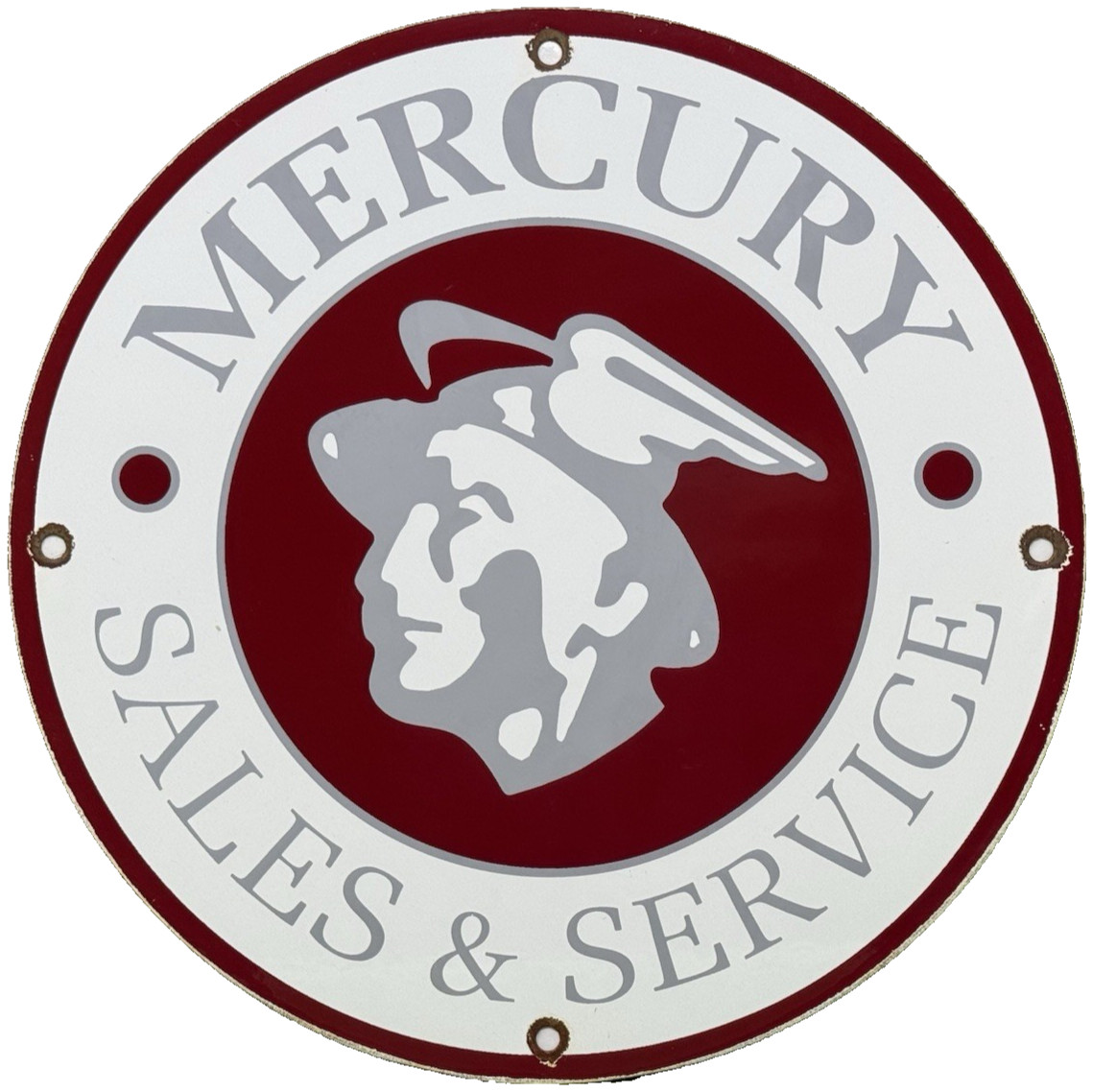 VINTAGE MERCURY MOTORS SALES & SERVICE PORCELAIN DEALERSHIP SIGN MOTOR OIL GAS