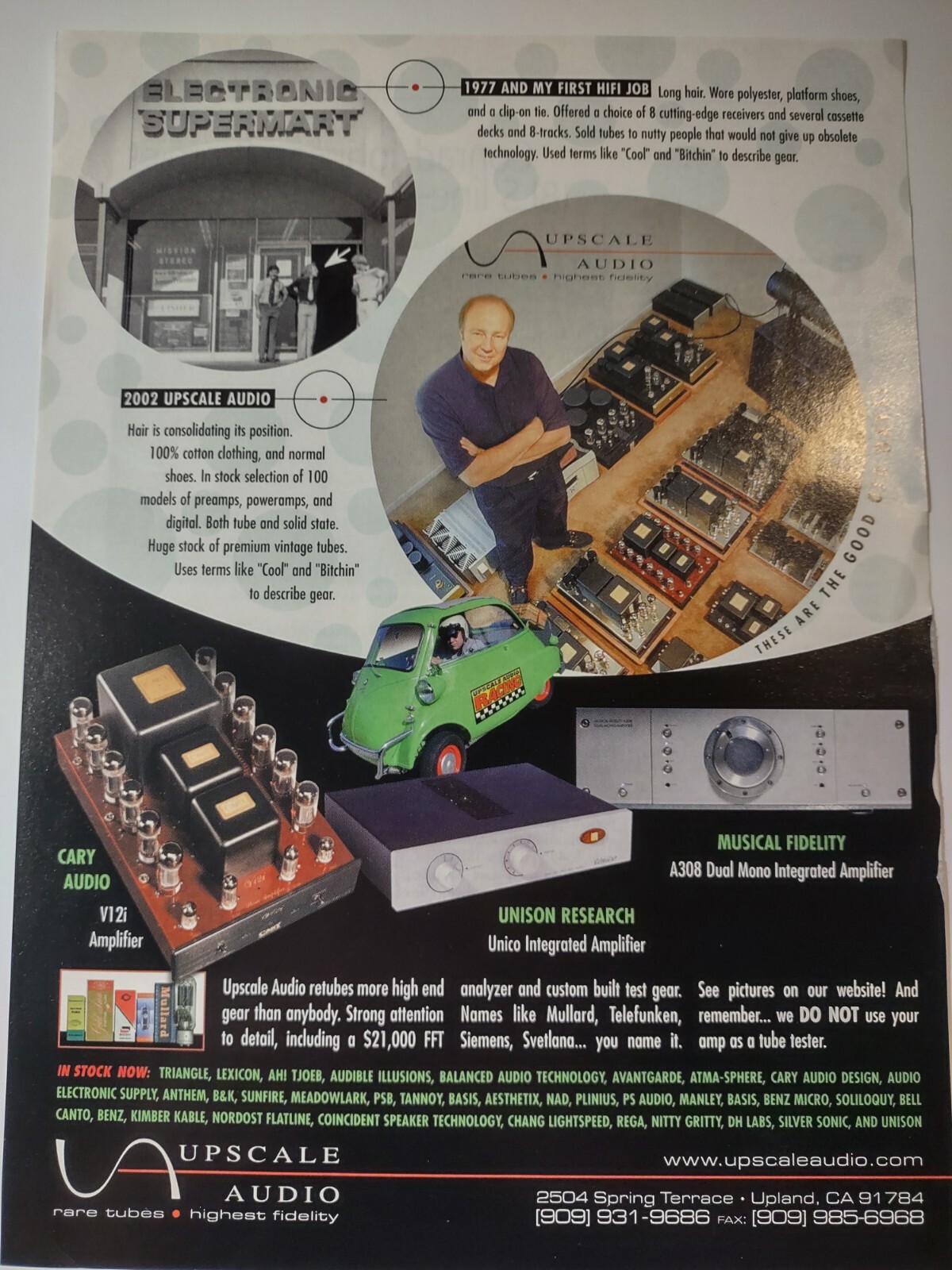 Upscale Audio Electronics Outlet Store Good Old Days 2002 Print Ad
