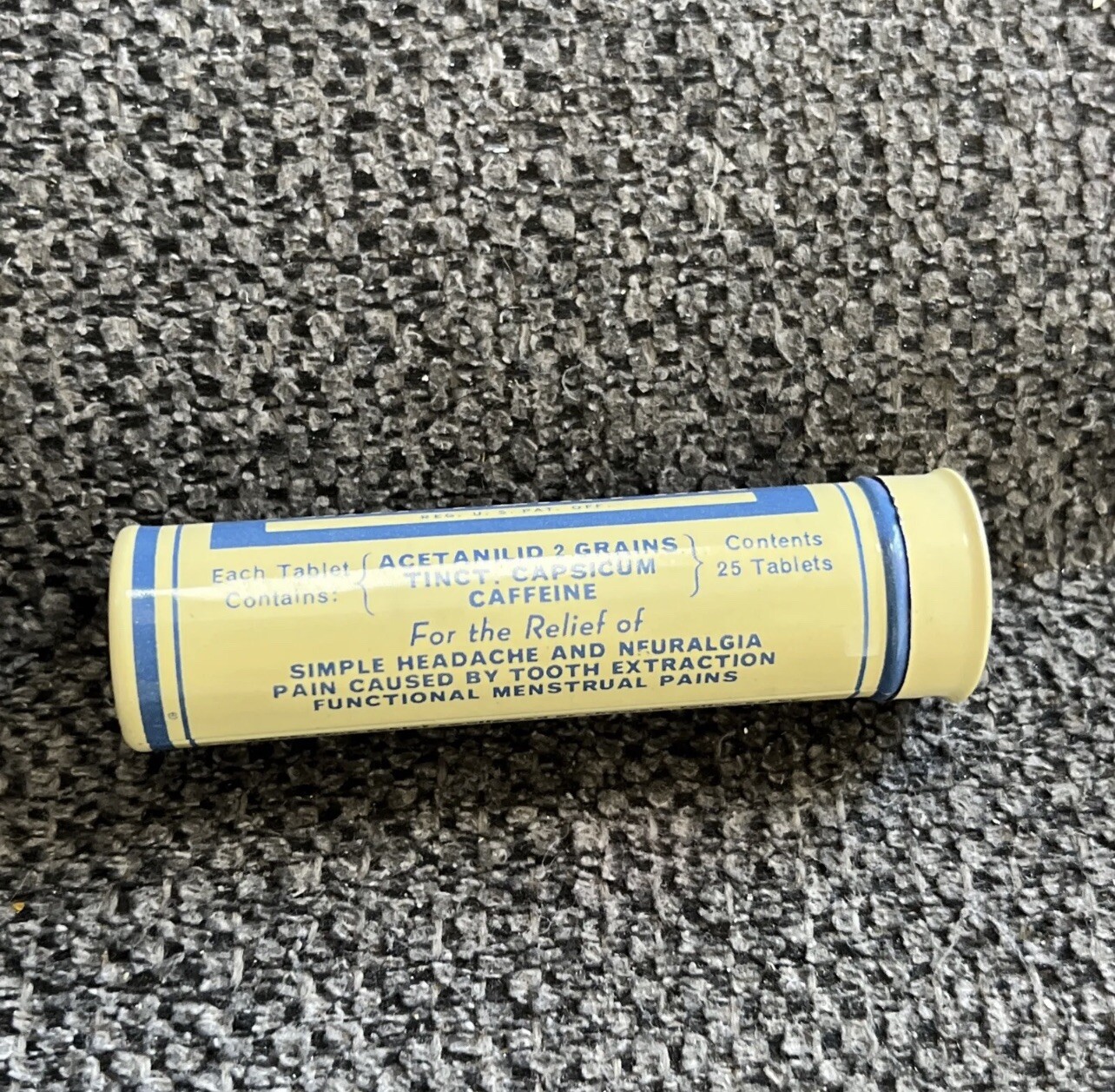 ONE Vintage Dr. Miles Anti-Pain Pills Advertising Tin Apothecary With Contents
