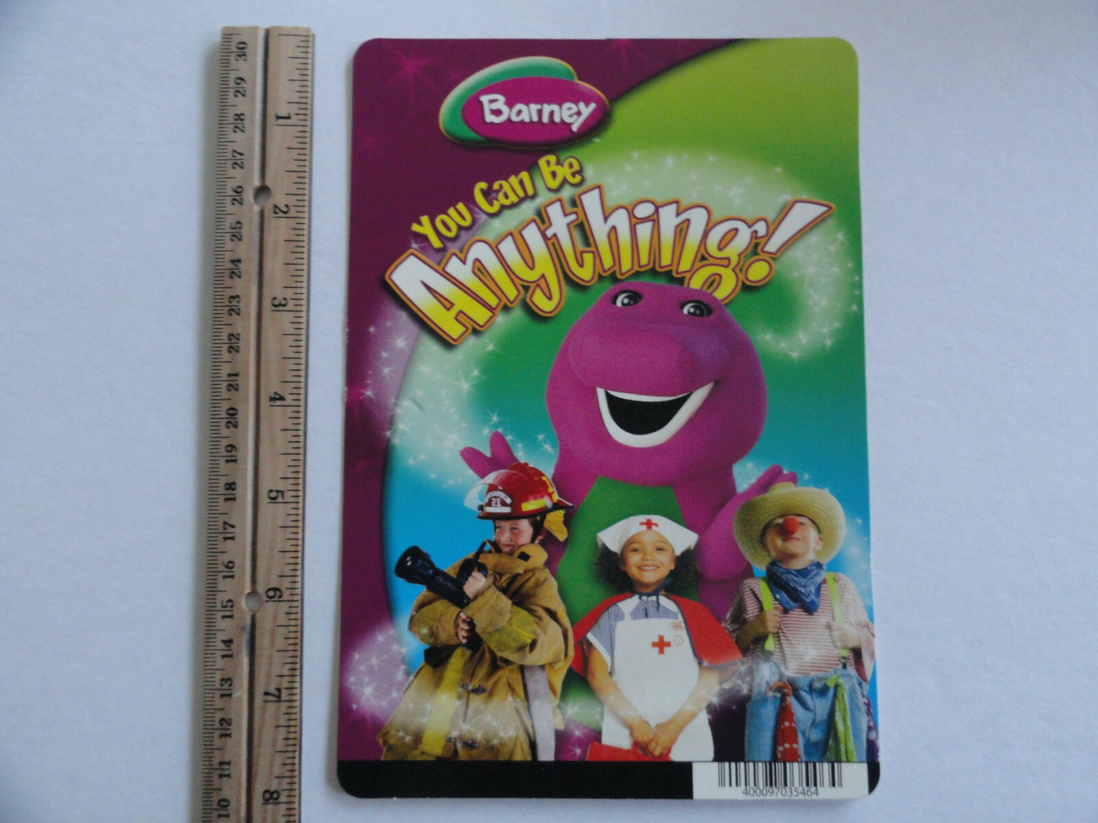 BARNEY YOU CAN BE ANYTHING! – BLOCKBUSTER VIDEO BACKER CARD 5″X8″ – NO MOVIE