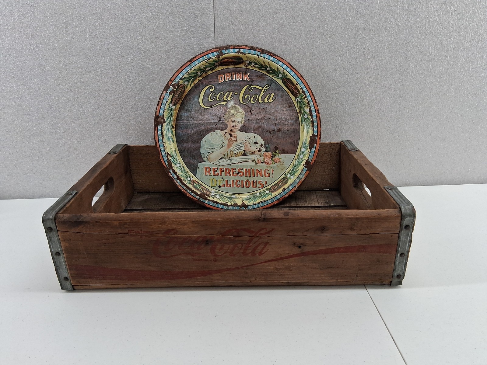 Vintage Coca Cola Crate Wooden MCM Advertising Crate Storage Farmhouse Box Soda