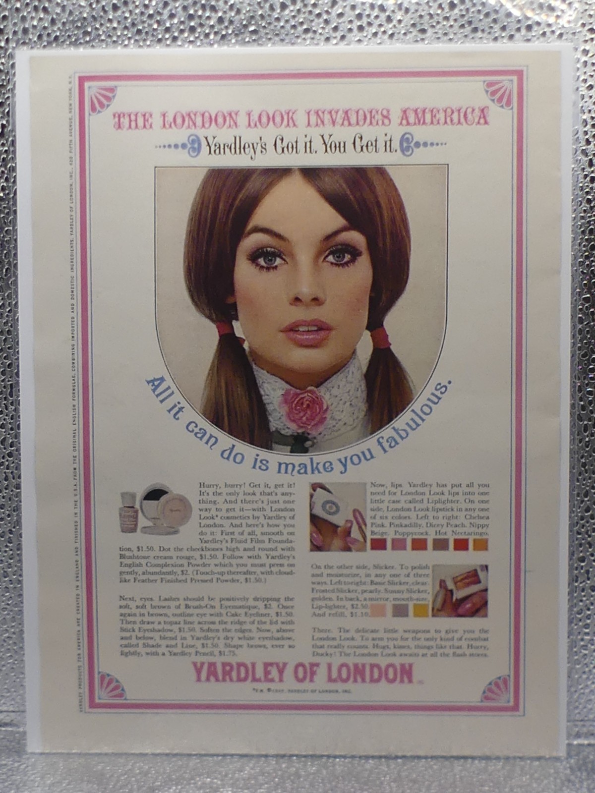 Vintage Yardley Of London Look Cosmetics Inc 1965 Print Advertising Full Page Ad