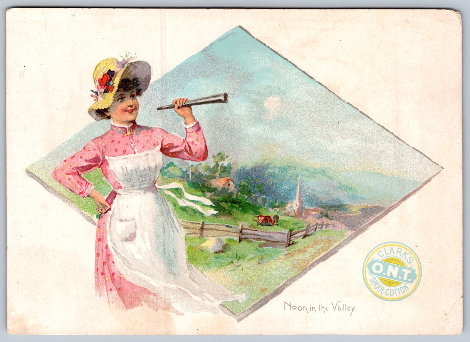 2 big VTCs LOVELY COLOR LITHO CLARKS ONT SPOOL COTTON SWITZERLAND