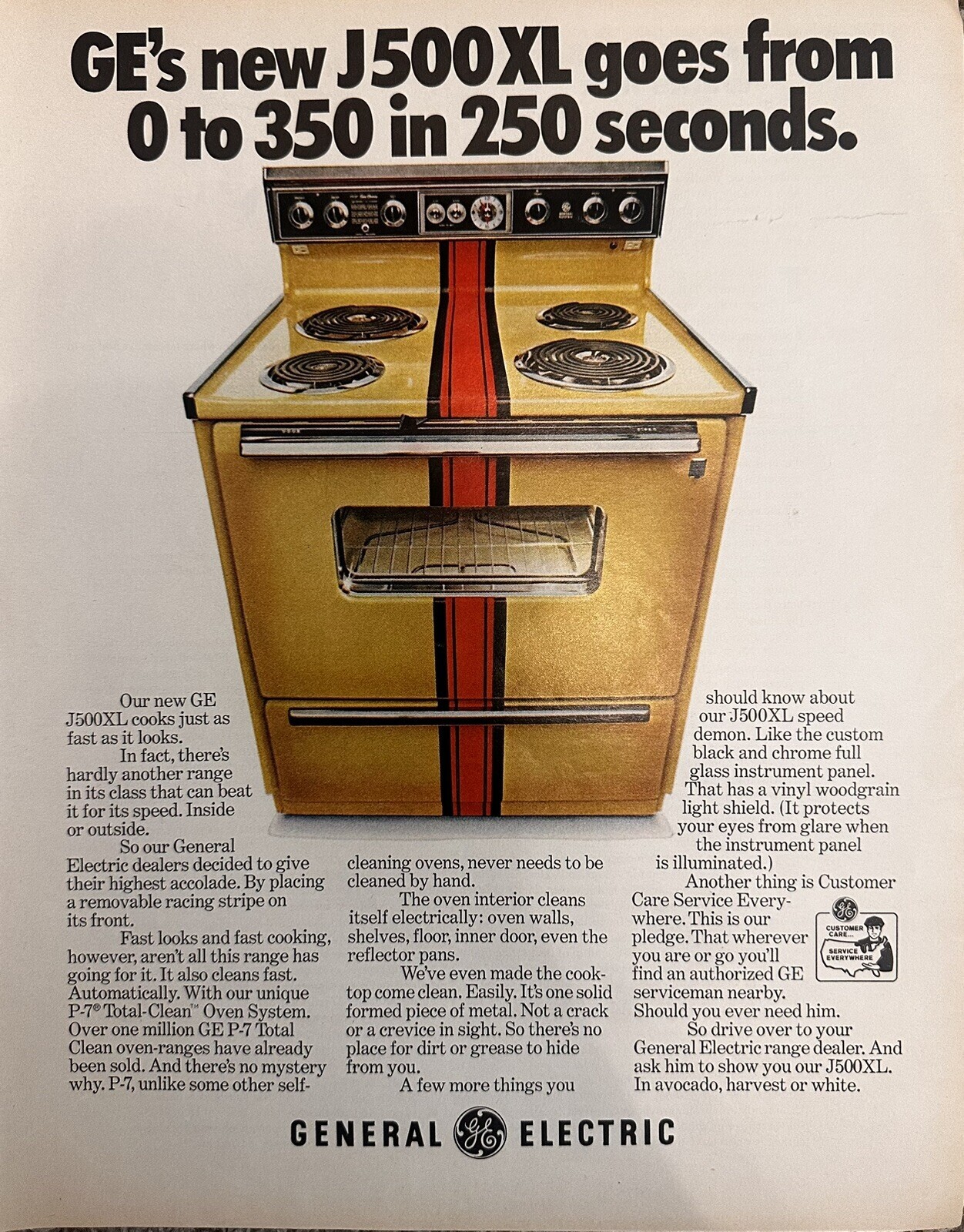 1972 General Electric Kitchen Stove Print Ad (Approx. 10.5×13.5)