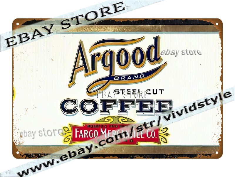 Tin Sign 1910 Argood Coffee Paper Label retro plaque unframed wall decor