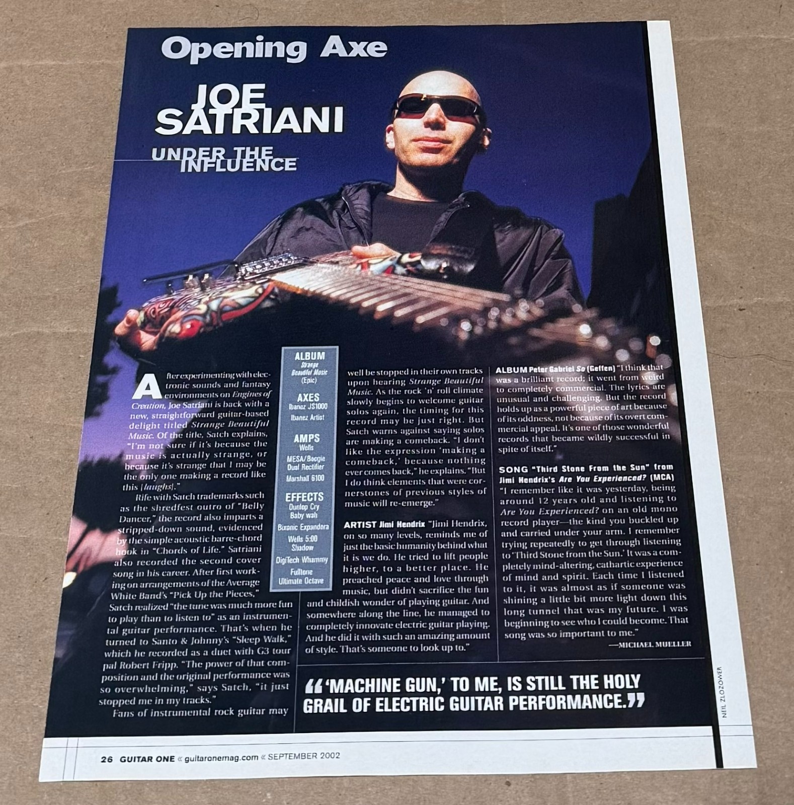 JOE SATRIANI – Music Print Ad Photo Article Ad – 2002